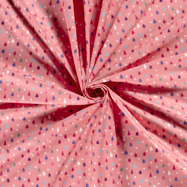 Popeline de Coton tissu Rose imprimé 