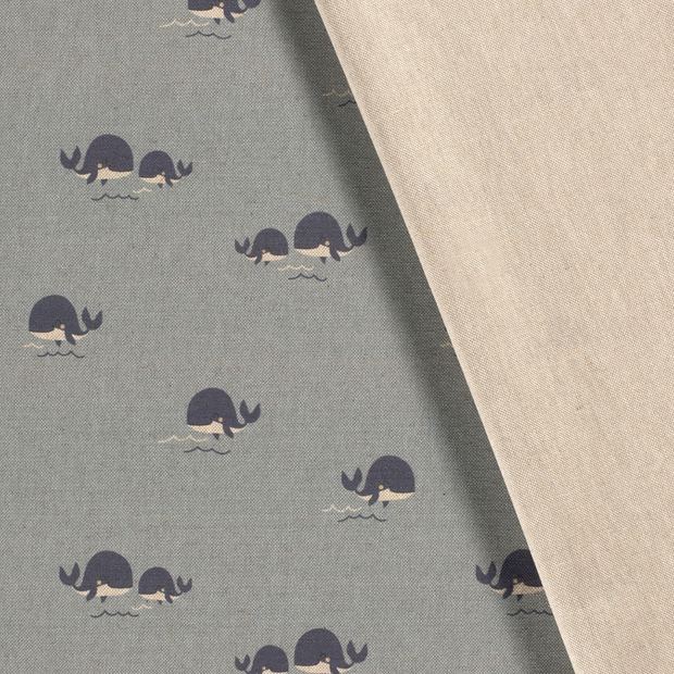 Panama fabric Whales printed 