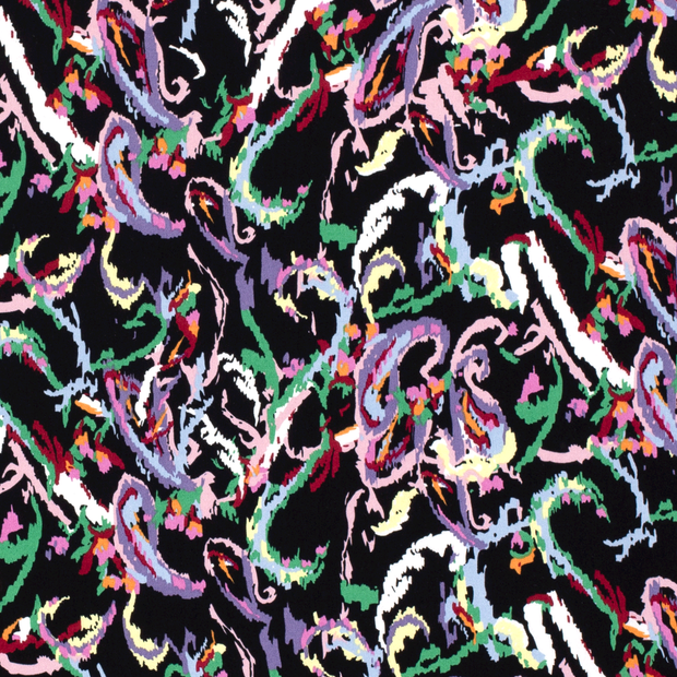 Viscose Poplin stof Abstract Zwart