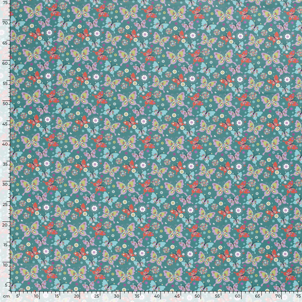 Cotton Poplin fabric Animals Petrol