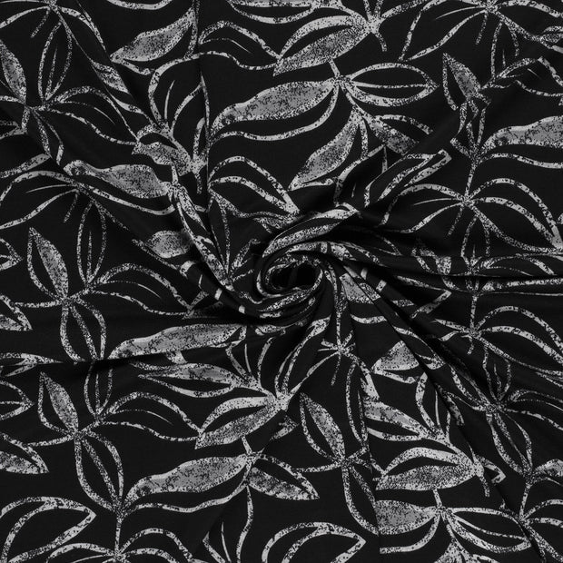 Poly Viscose Jersey fabric Light Grey discharge printed 