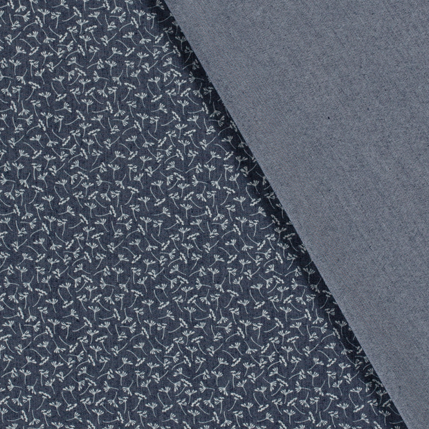 Denim fabric Flowers printed 