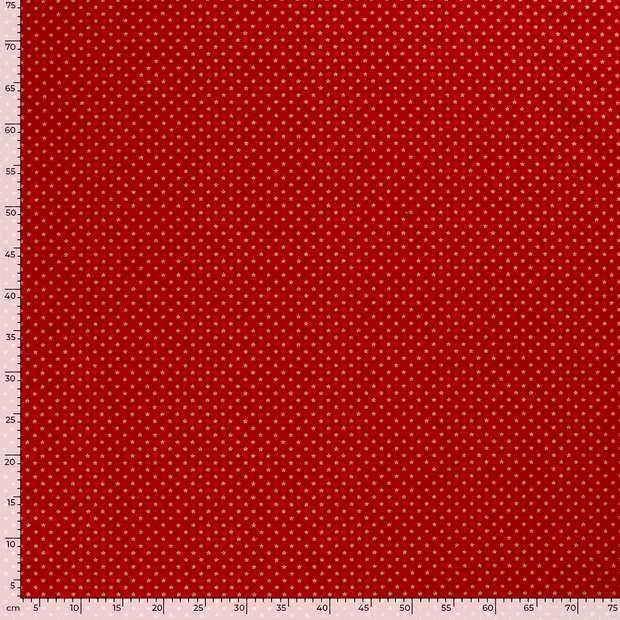 Algodón Popelina tela estrellas de Navidad Rojo