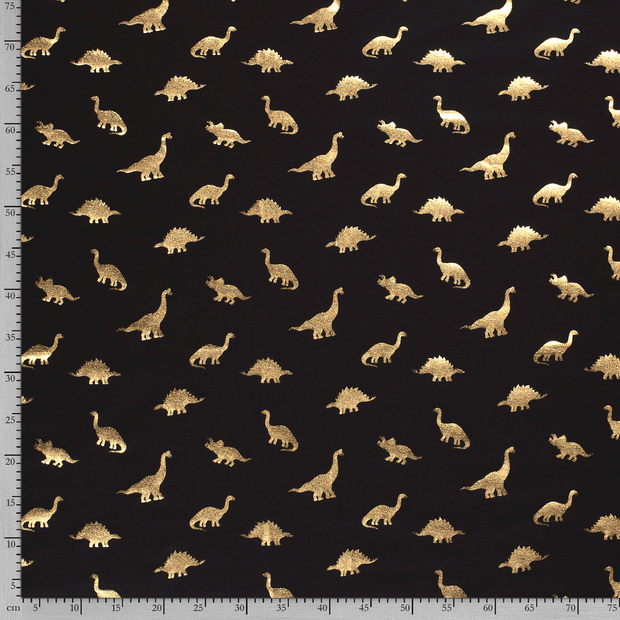 Jersey de Coton tissu dinosaures Noir