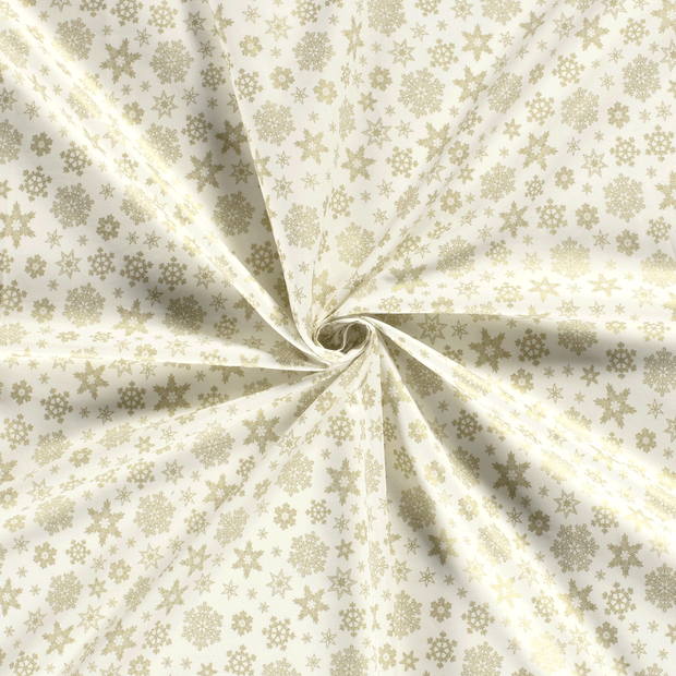 Cotton Poplin fabric Off White printed and foil 