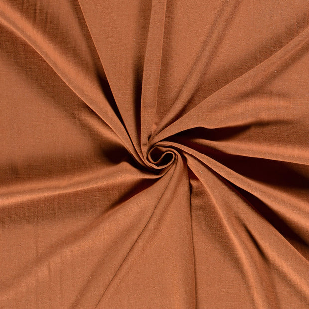 Viscose Lin Chaine et Trame tissu Marron slub 