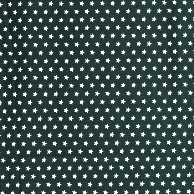 Cotton Poplin fabric Stars Dark Green