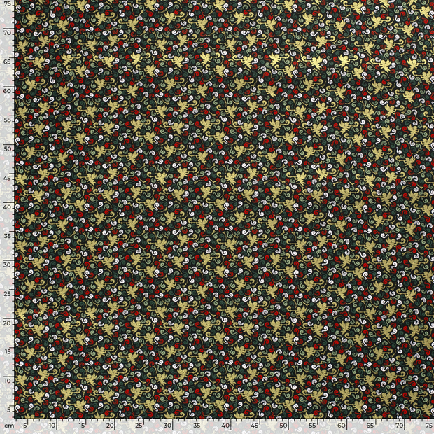 Cotton Poplin fabric Christmas Dark Green