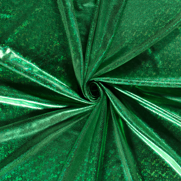 Lamé stof Groen foliedruk 