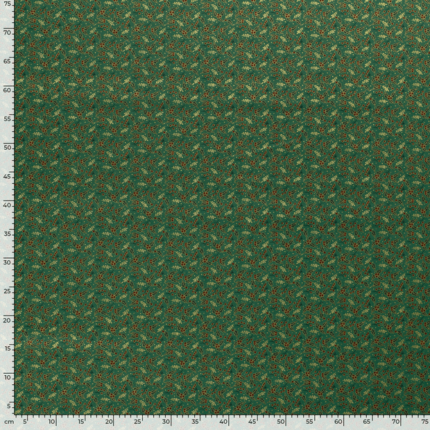 Cotton Poplin fabric Christmas trees Green