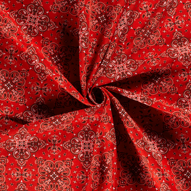 Power Stretch fabric Red digital printed 