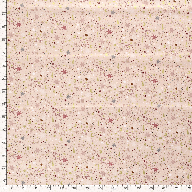 Cotton Poplin fabric Christmas Pink