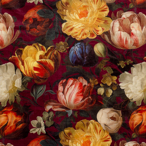 Velvet fabric Flowers Bordeaux