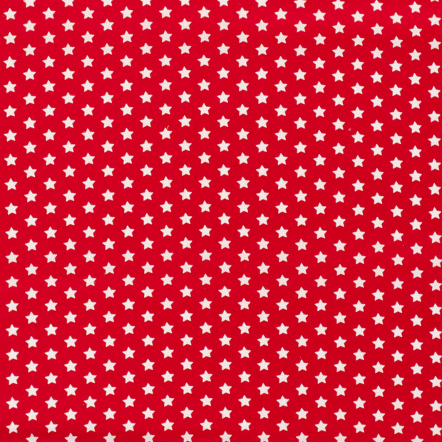 Cotton Poplin fabric Stars Red