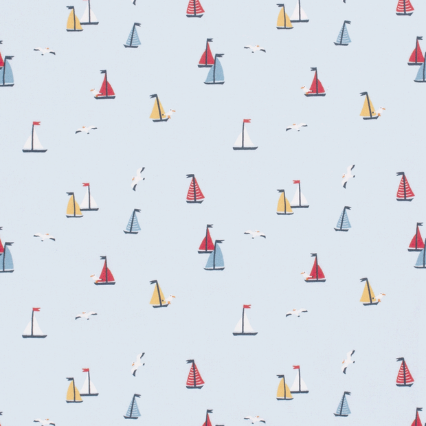 Cotton Poplin fabric Sailboats 