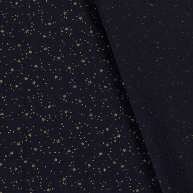 Cotton Poplin fabric Christmas stars printed and foil 