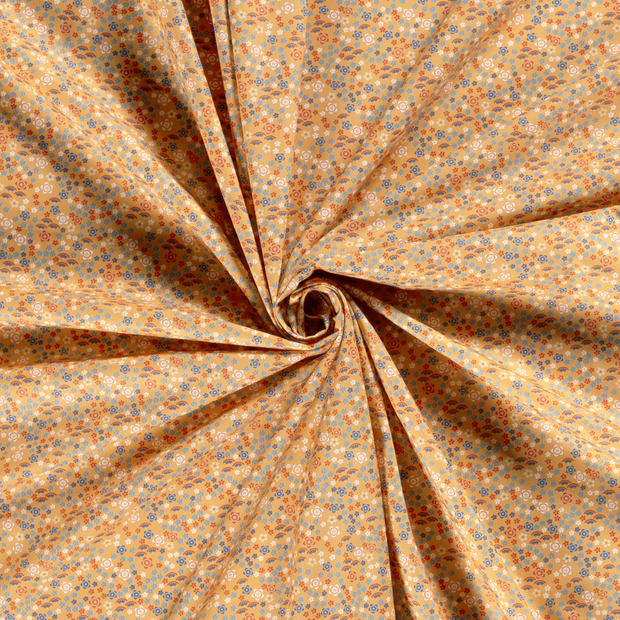 Cotton Poplin fabric Orange printed 