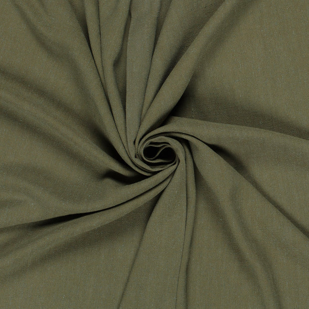 Woven Viscose Linen fabric Khaki Green slub 