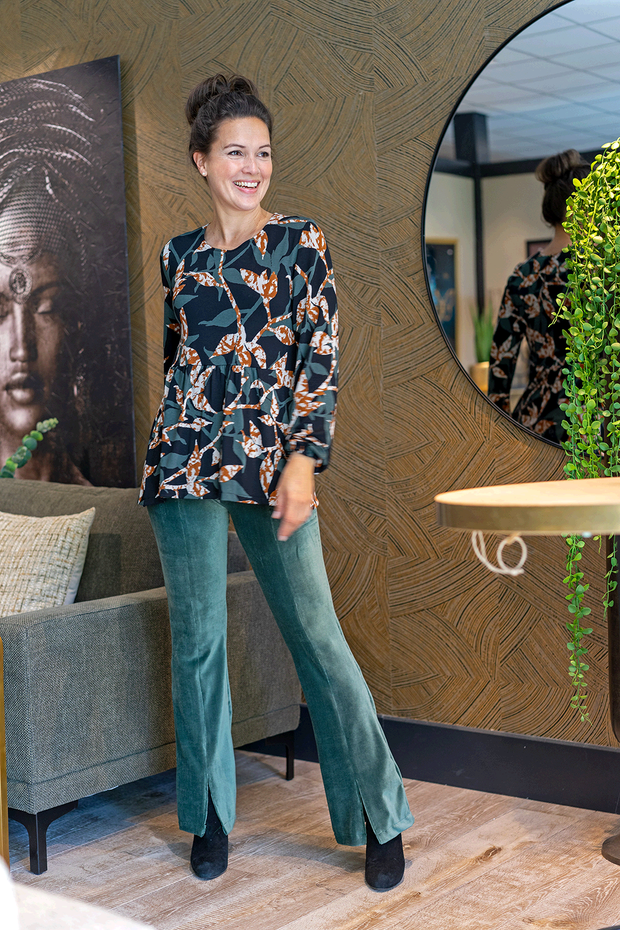 Velvet fabric Rib Petrol