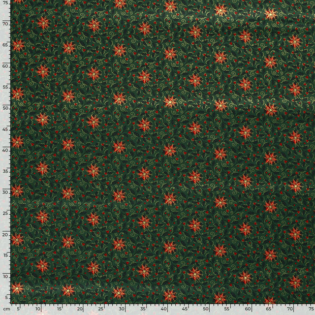 Cotton Poplin fabric Christmas Green