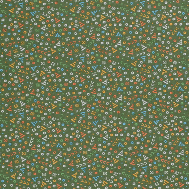 Cotton Poplin fabric Ornaments Khaki Green