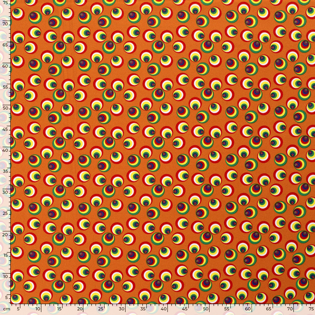 Power Stretch fabric Circles Orange