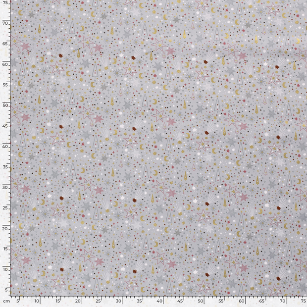 Cotton Poplin fabric Christmas Grey