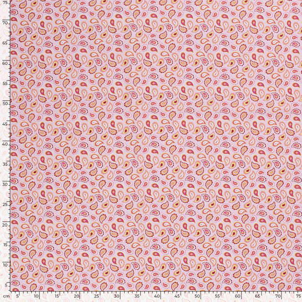 Cotton Poplin fabric Paisley Light Pink