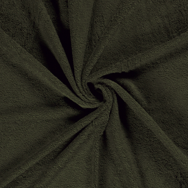 Terry Towelling fabric Khaki Green 