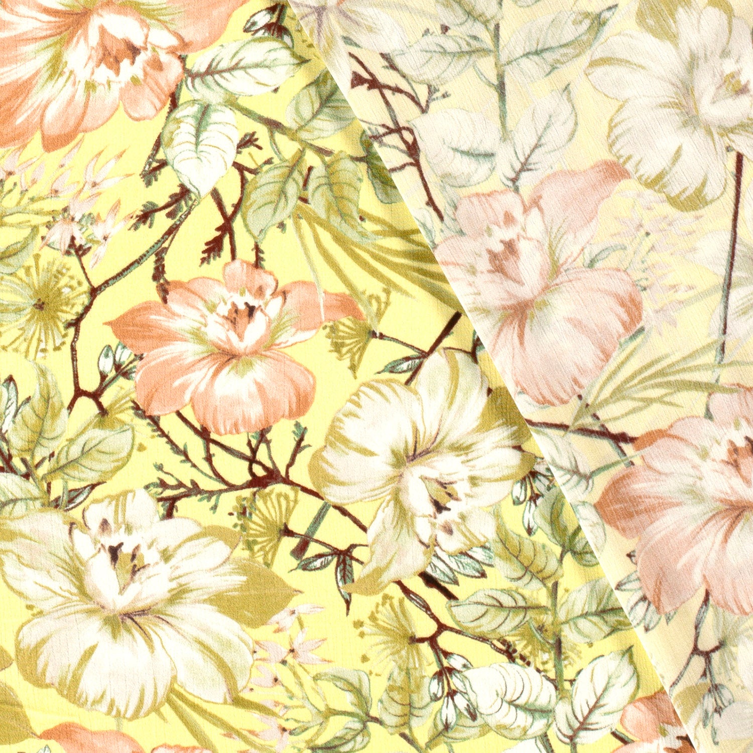 Borken Crepe fabric Flowers Yellow | Wholesale fabrics | Nooteboom Textiles