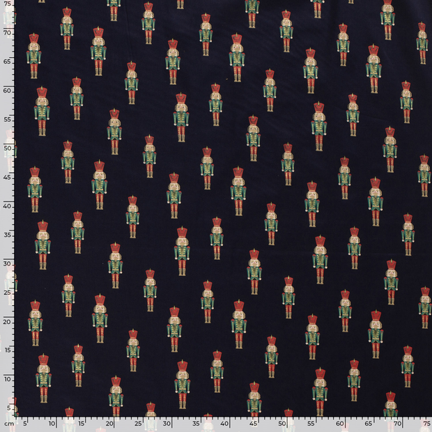 Cotton Poplin fabric Christmas ornaments Navy