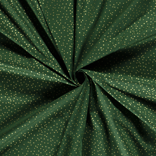 Cotton Poplin fabric Green printed and foil 