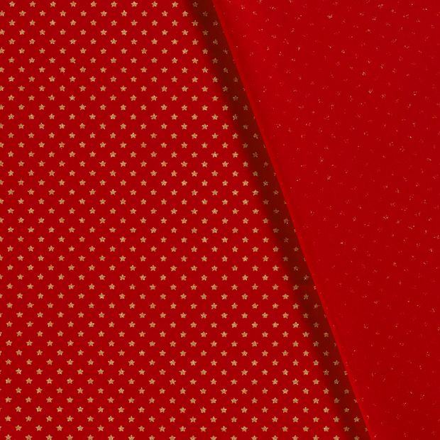 Cotton Poplin fabric Christmas stars printed and foil 