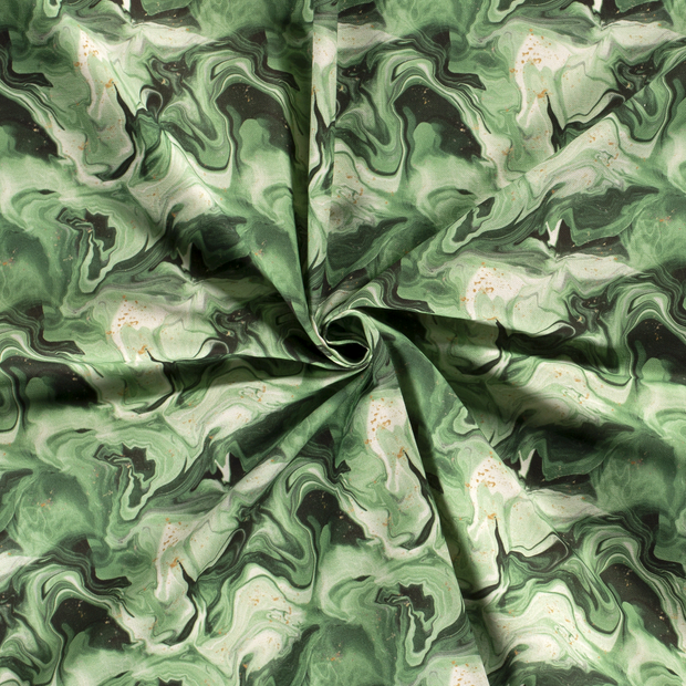 Panama BCI Cotton fabric Green digital printed 