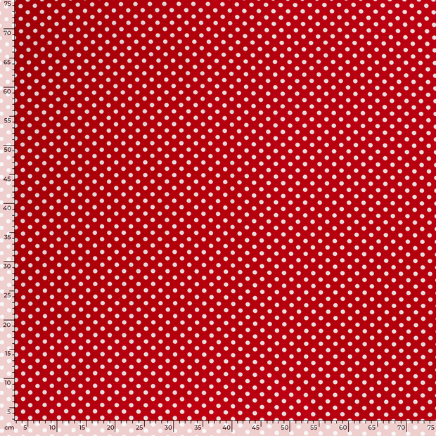 Cotton Poplin fabric Dots Red