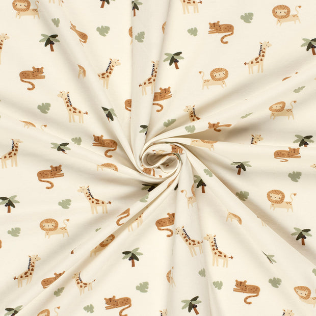 Cotton Jersey fabric Off White printed 