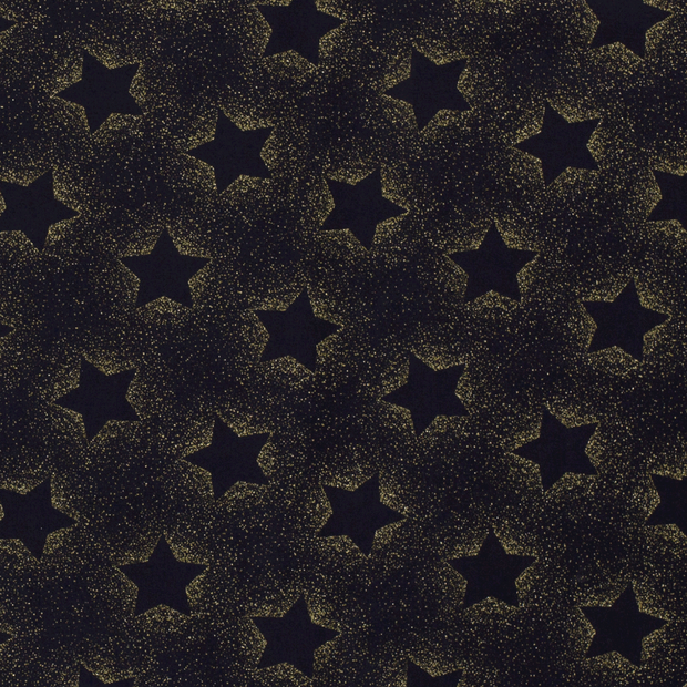Cotton Poplin fabric Christmas stars Navy