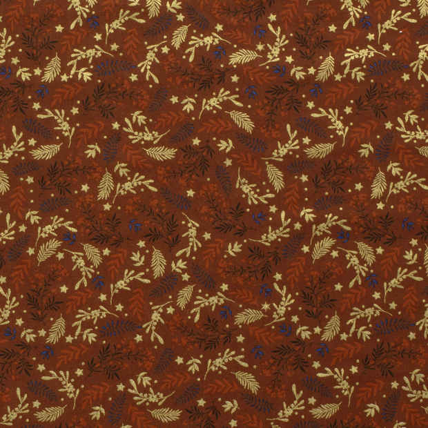 Cotton Poplin fabric Christmas Brique