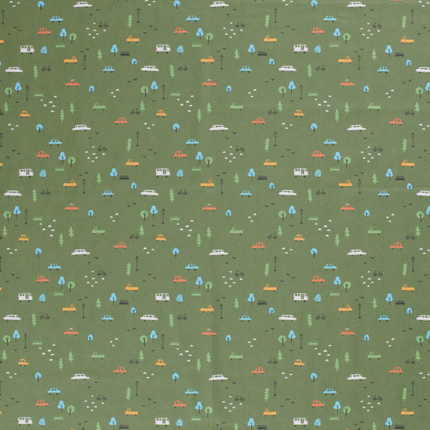 Cotton Poplin fabric Khaki Green matte 