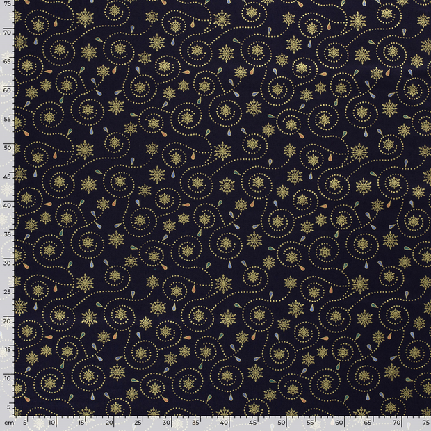 Cotton Poplin fabric Christmas Navy