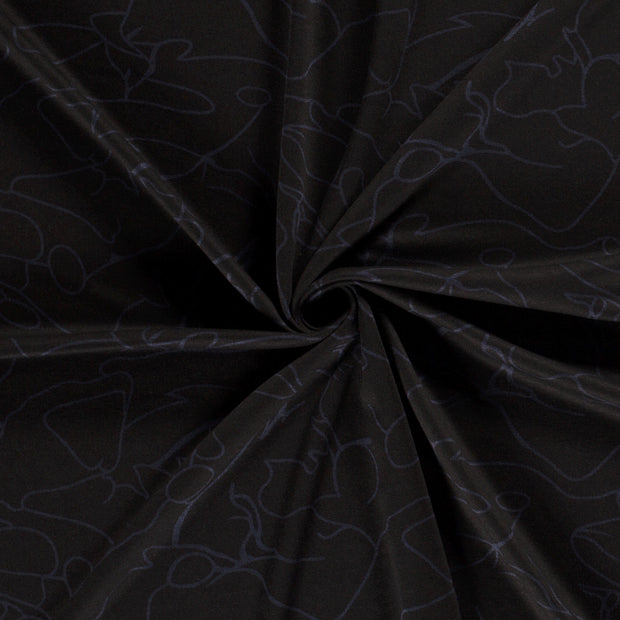 Poly Viscose Jersey fabric Steel Blue discharge printed 