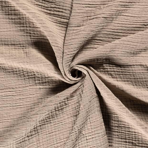 Muslin Four Layer fabric Taupe Grey recycled 