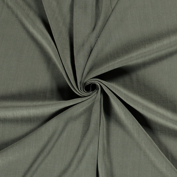 Viscose Lin Chaine et Trame tissu Vert Olive slub 