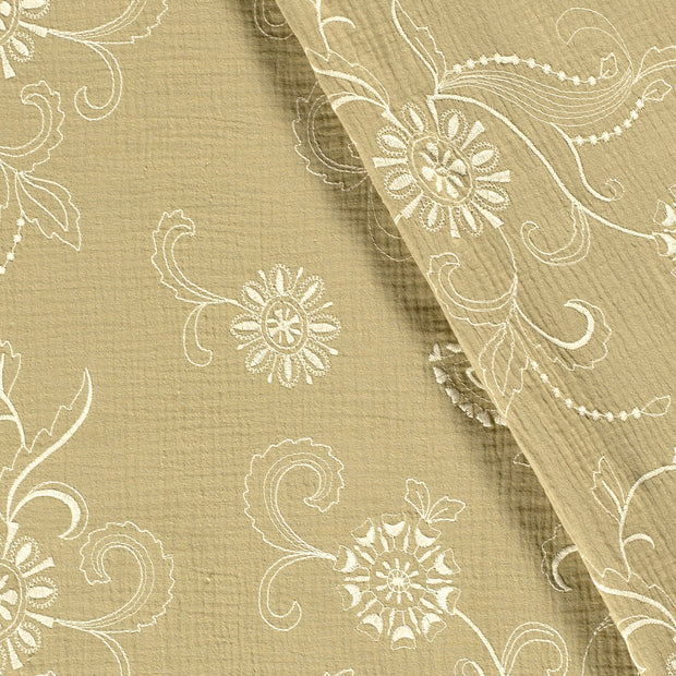 Muslin fabric Dots embroidered 