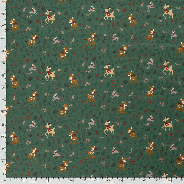 Cotton Poplin fabric Christmas Green