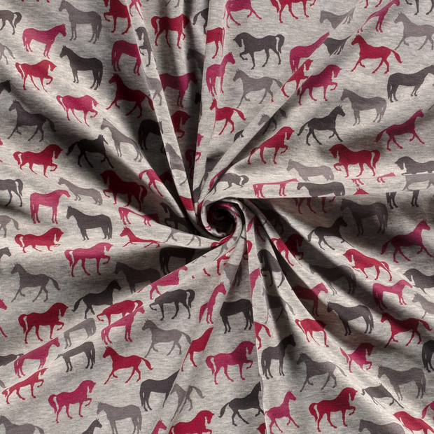 Alphen Fleece fabric Middle Grey printed 