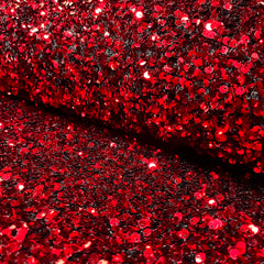 Velours Paillettes Unicolore Rouge