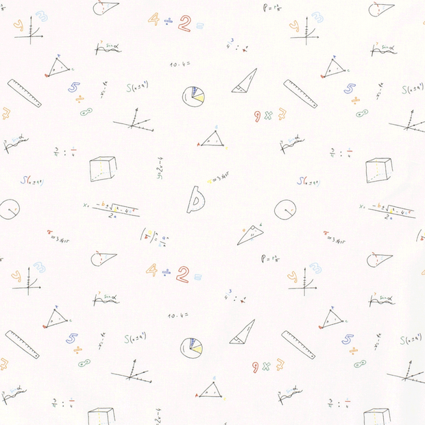 Cotton Poplin fabric Ornaments Optical White