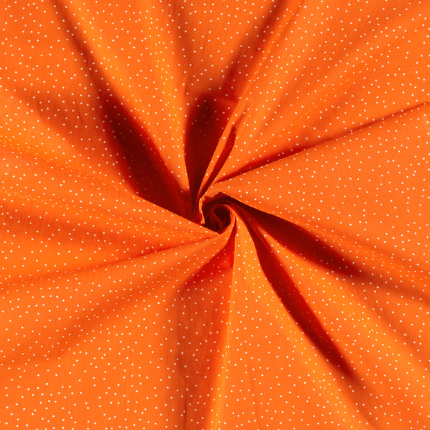 Katoen Poplin stof Oranje bedrukt 