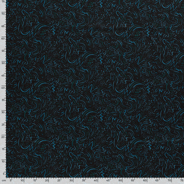 Poly Viscose Jersey fabric Abstract Petrol